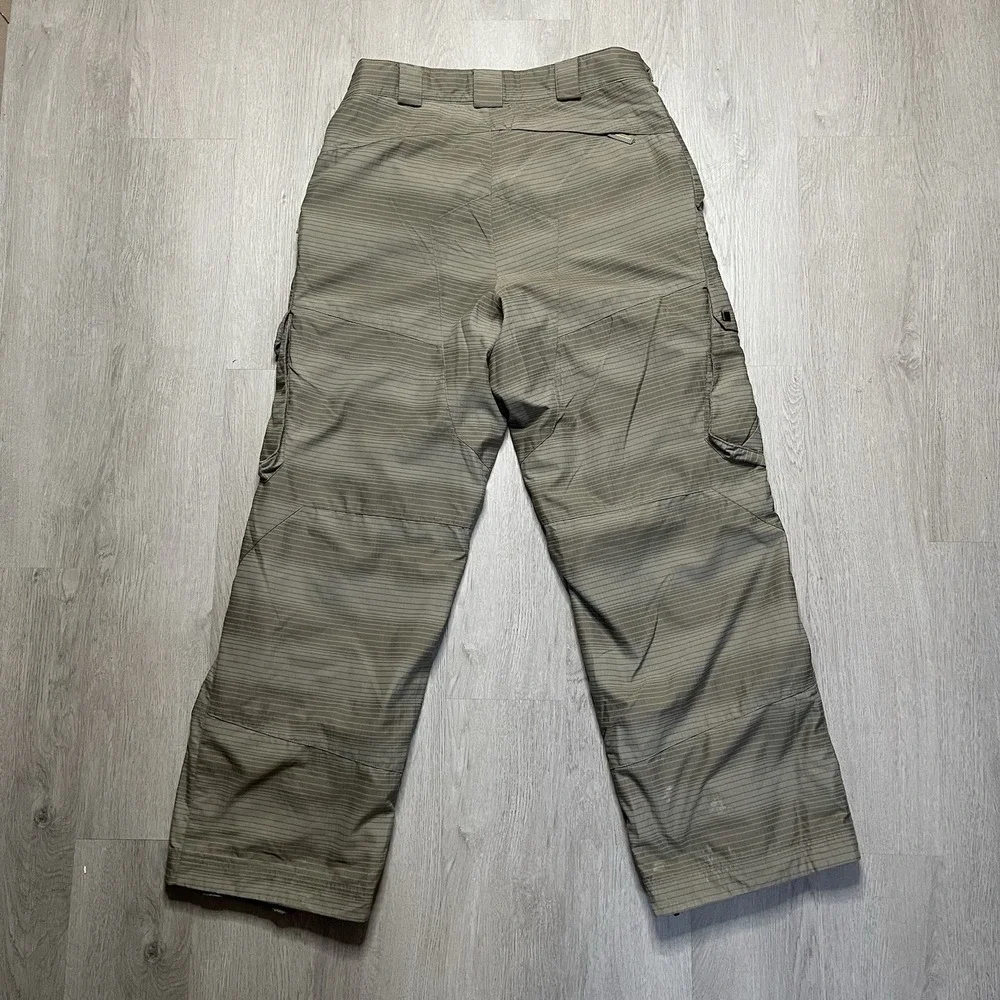 Sims Cargo Snowboard Pants Men's M Green Striped Ski Lined Ankle Zip 00s Y2K
